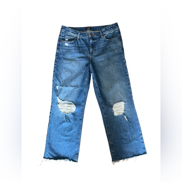 Medium Wash Ripped 90s Ankle Boot Jeans | Sz 10 Regular - Picture 3 of 7